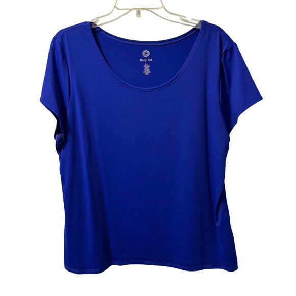 Ruby Rd. Womens Blue Short Sleeve Top Sz XL Nylon/Spandex Blend - Picture 1 of 12